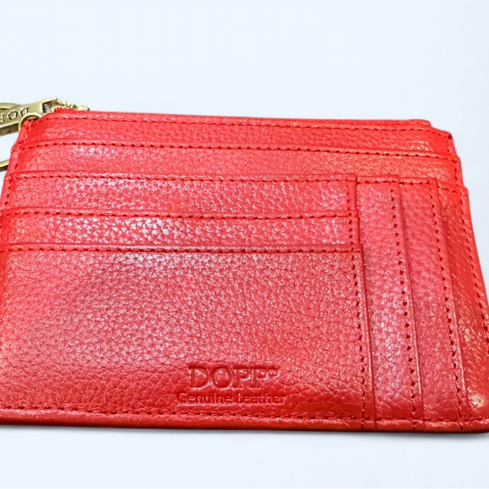 DOPP Red Leather Slot Coin Pouch NWOT